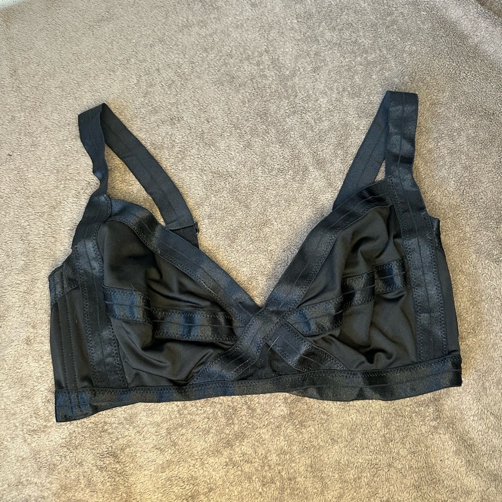 Black Leather Look Women's Bralette Bikini